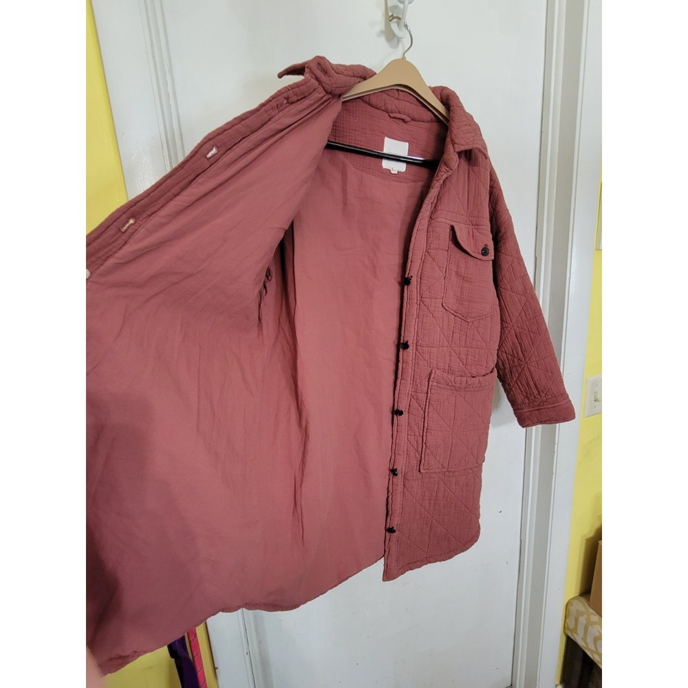 Avec Les Filles Quilted Cotton Gauze Long Oversized Shacket Sz MISSING 1 BUTTON - Picture 14 of 16